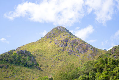 Low angle view of mountain against sky