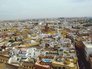 High angle view of townscape against sky