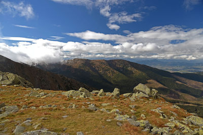 Scenic view of mountains against sky