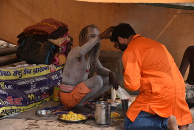 People sitting on table