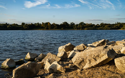 Scenic view of lake against sky