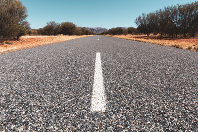 Surface level of empty road against sky