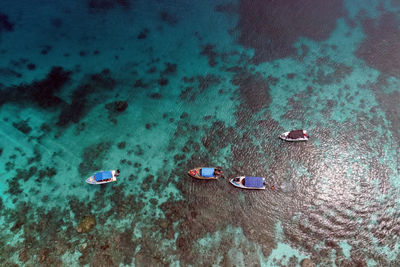 High angle view of people on beach