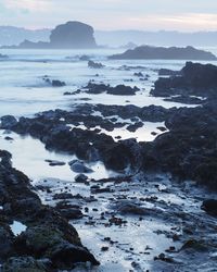 Scenic view of sea against sky during sunset