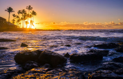 Scenic view of sea against sky during sunset