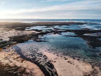 High angle view of beach against sky