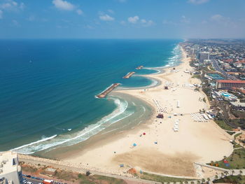 High angle view of beach against sky