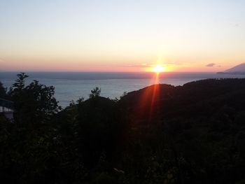 Scenic view of sea at sunset