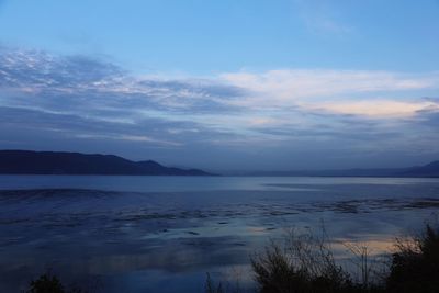 Scenic view of sea against sky at sunset