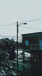 Power lines against clear sky