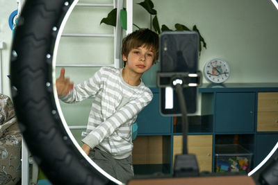 Portrait of boy playing