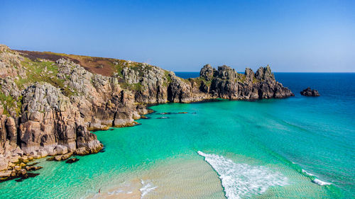 Scenic view of sea against clear sky