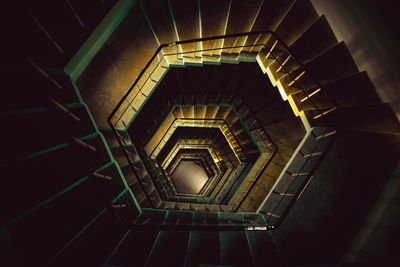 High angle view of spiral staircase in building