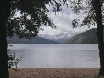 Scenic view of lake against sky