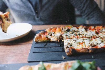 Close-up of pizza on table