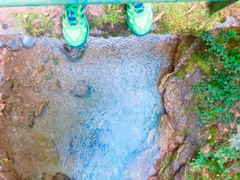 High angle view of people standing on ground