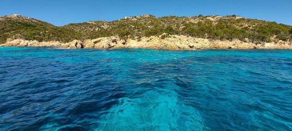 Scenic view of sea against clear sky