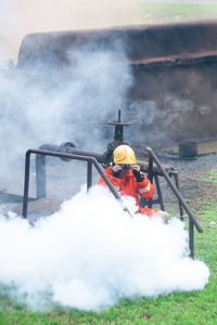 Man working on fire