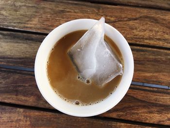 High angle view of coffee on table