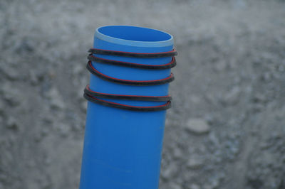 High angle view of pipe on construction site in the city 