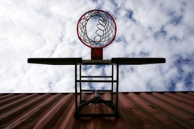 Low angle view of basketball hoop against sky