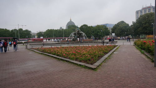 Tourists in front of building