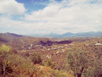 High angle view of landscape against sky