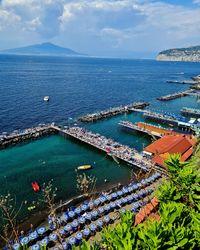 High angle view of sea against sky