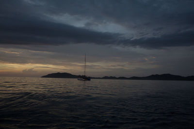 Scenic view of sea against cloudy sky