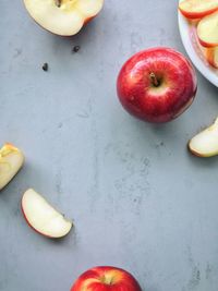 High angle view of apple on table