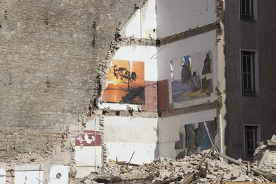 View of abandoned buildings in city