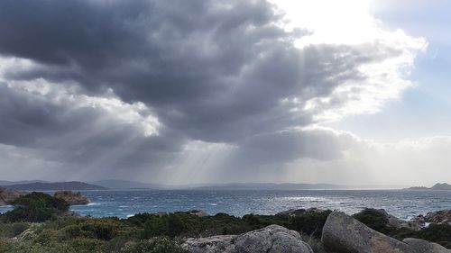 Scenic view of sea against cloudy sky