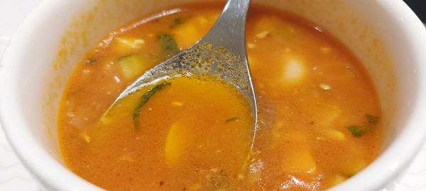 Close-up of soup in bowl