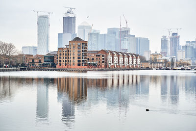 Reflection of buildings in city