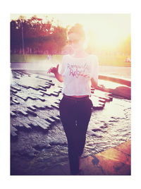 Reflection of woman in water