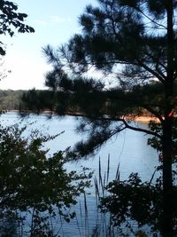 Scenic view of lake against sky during winter