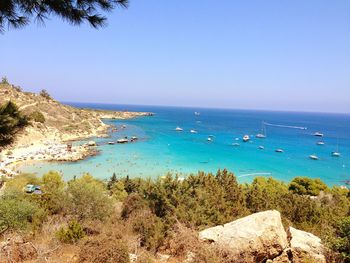 Scenic view of sea against clear sky