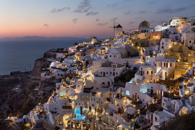 High angle view of buildings in city