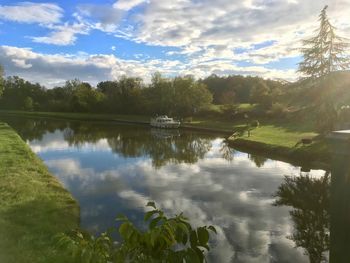 Scenic view of lake against sky