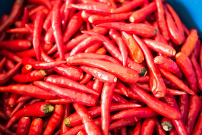 Full frame shot of red chili peppers for sale at market