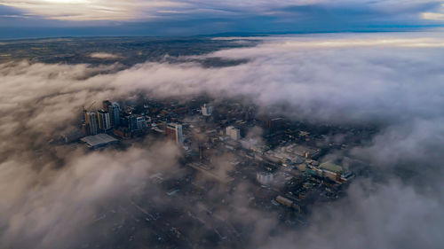 High angle view of cityscape against sky