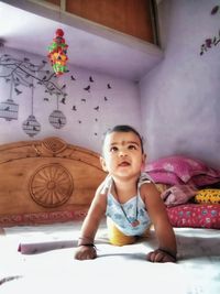 Portrait of cute girl at home