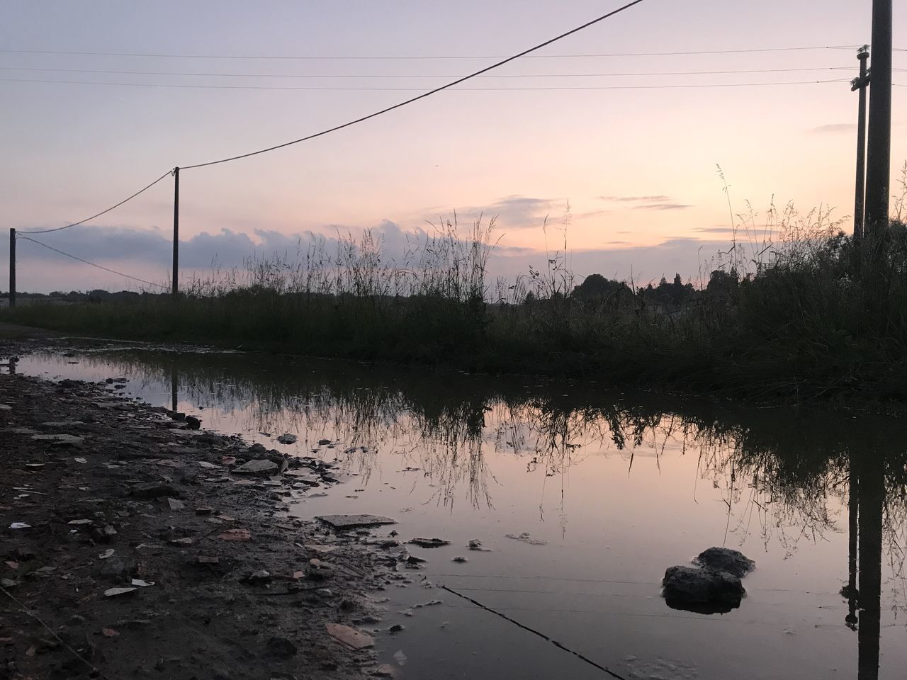 SCENIC VIEW OF LAKE DURING SUNSET