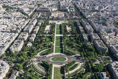 High angle view of buildings in city