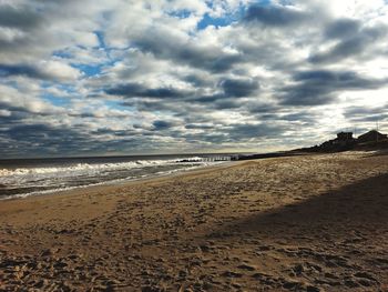 Scenic view of beach against sky