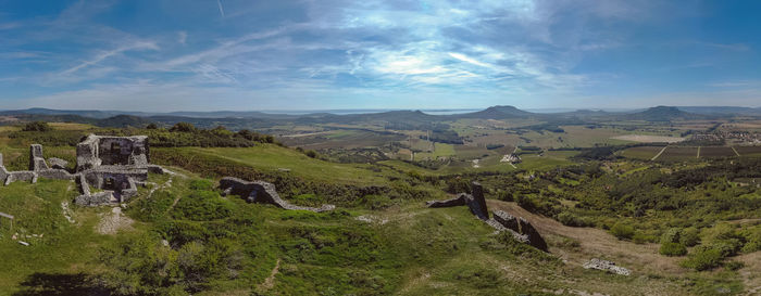 Scenic view of landscape against cloudy sky