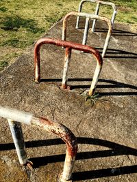 Close-up of railing