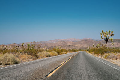 Road amidst plants against clear sky