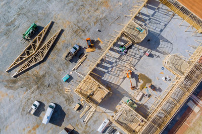 High angle view of buildings in city