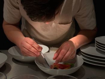 Man having food at home